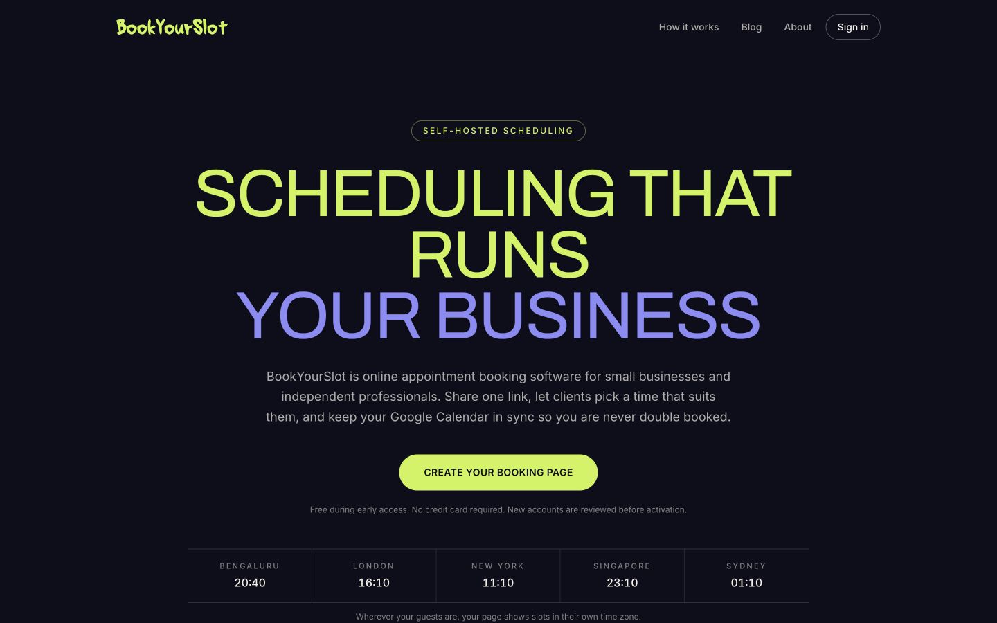 BookYourSlot live homepage