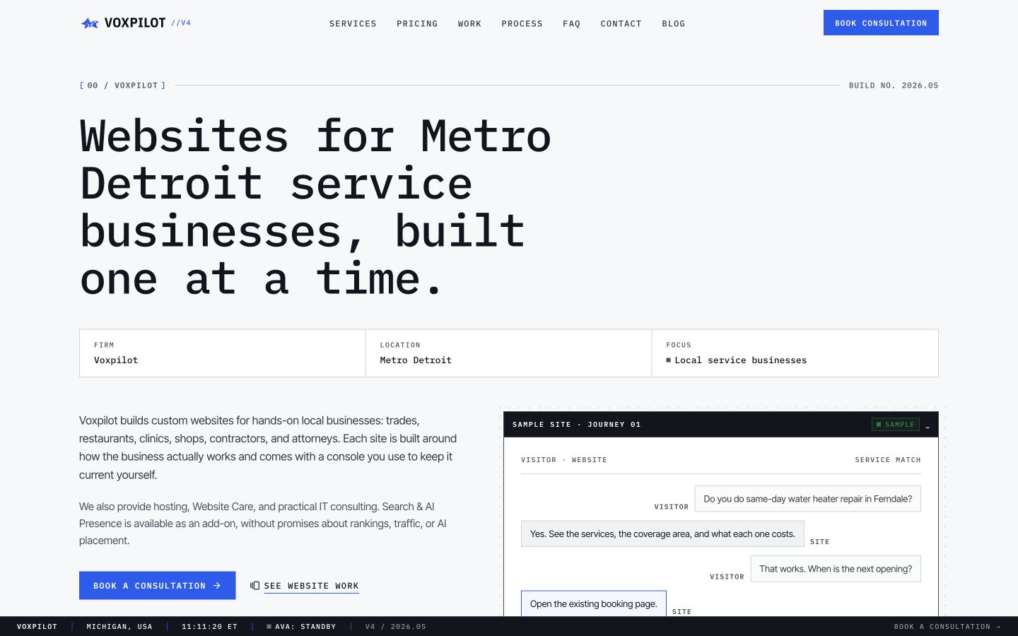 VoxPilot live homepage
